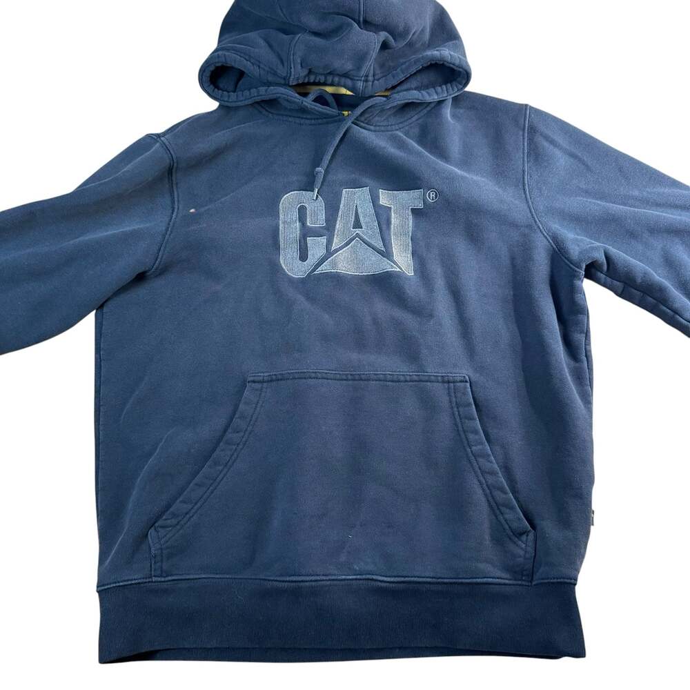 Caterpillar CAT Men's Navy Blue Pullover Fleece Hoodie Sweatshirt Size M
